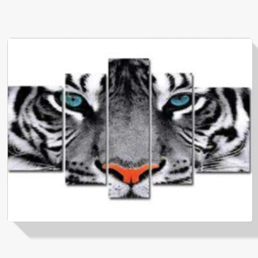 Pintura Diamante - Tigre focalizado 5 paneles