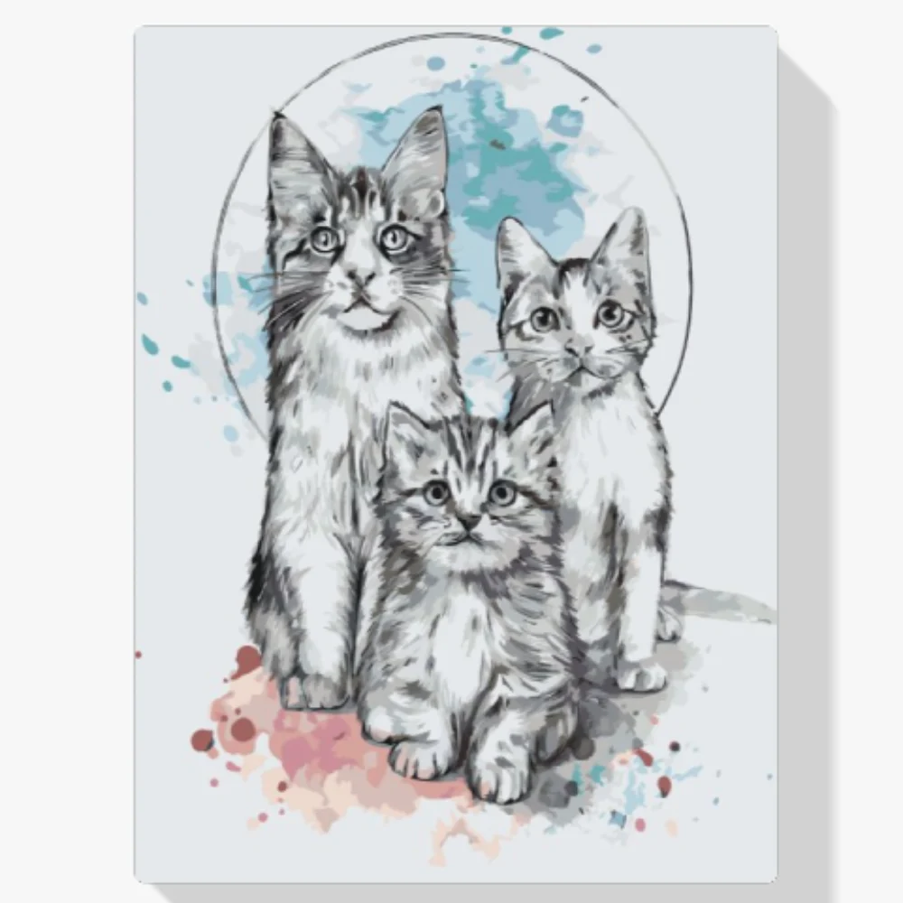 Pintura Diamante - Tres gatos