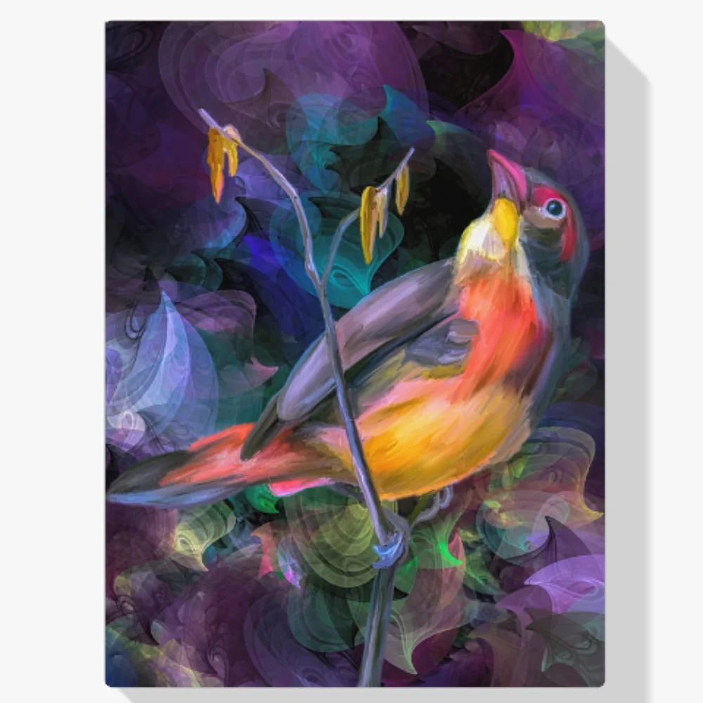 Pintura Diamante - Un pájaro en un entorno colorido
