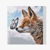 Pintura Diamante - Un zorro con una mariposa en el hocico