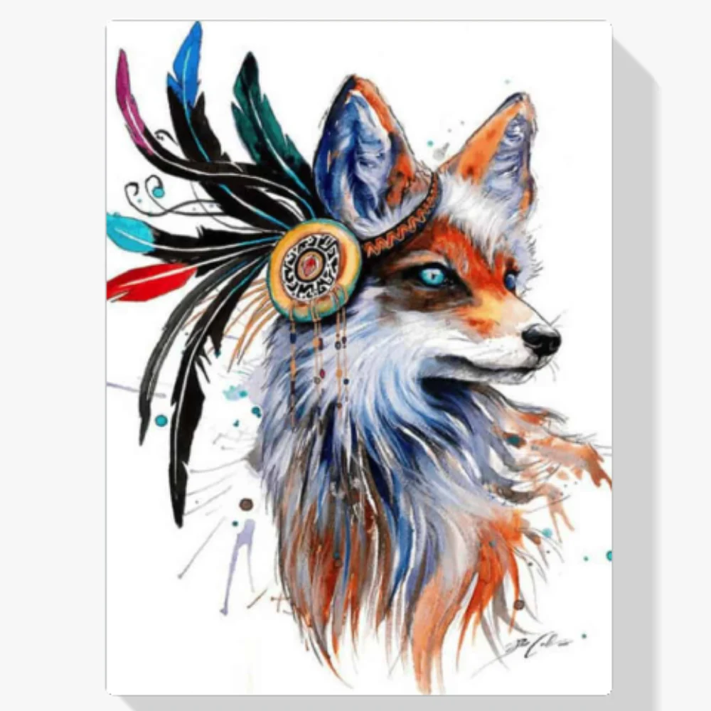 Pintura Diamante - Zorro con plumas