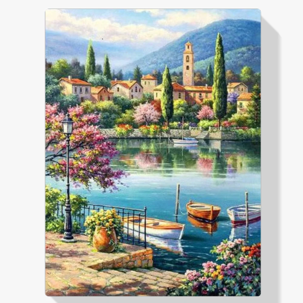 5D Pintura Diamante - Lago del pueblo
