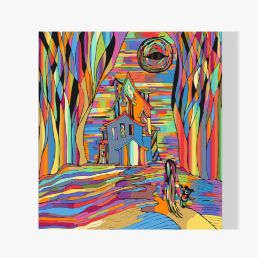 Pintura Diamante - Casa colorida espeluznante