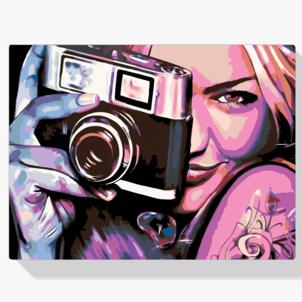 Pintura Diamante - Chica con una cámara