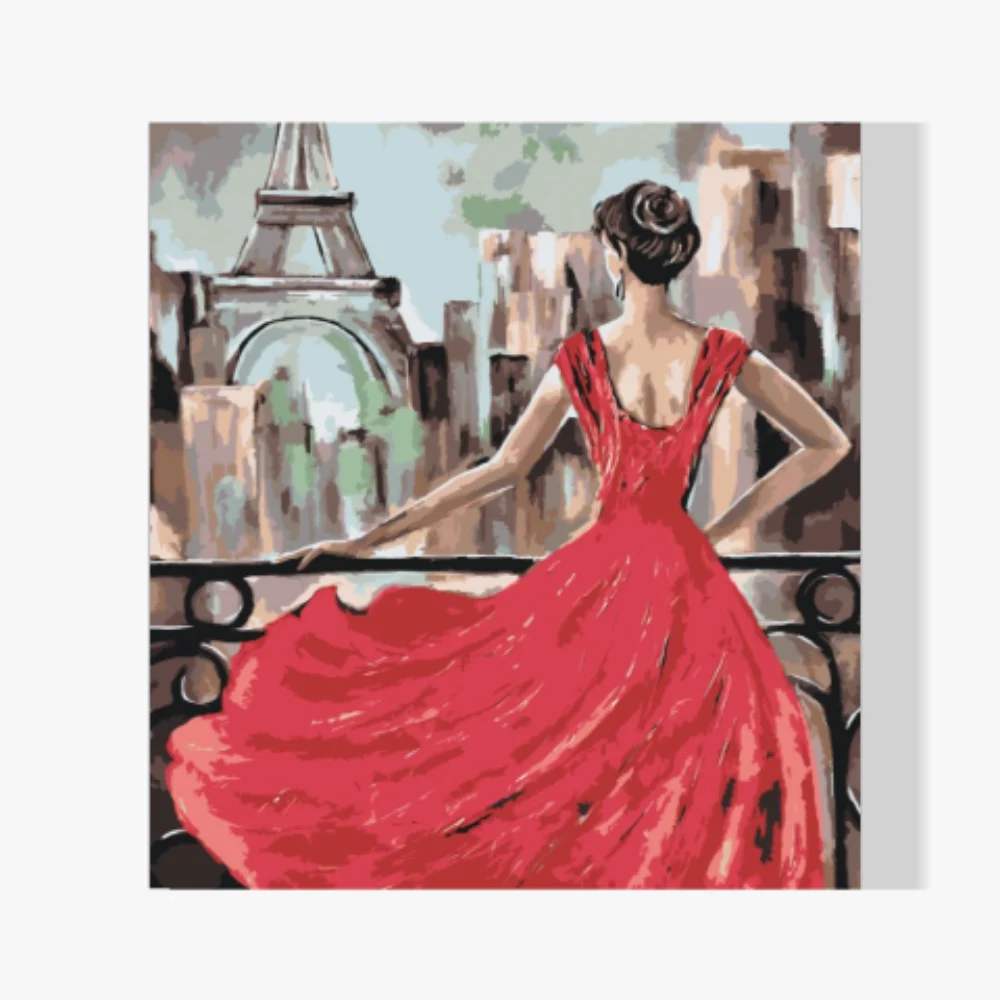 Pintura Diamante - La dama de rojo