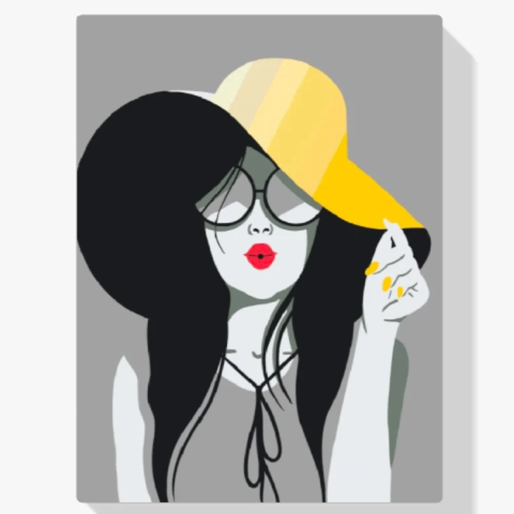 Pintura Diamante - La dama del sombrero amarillo