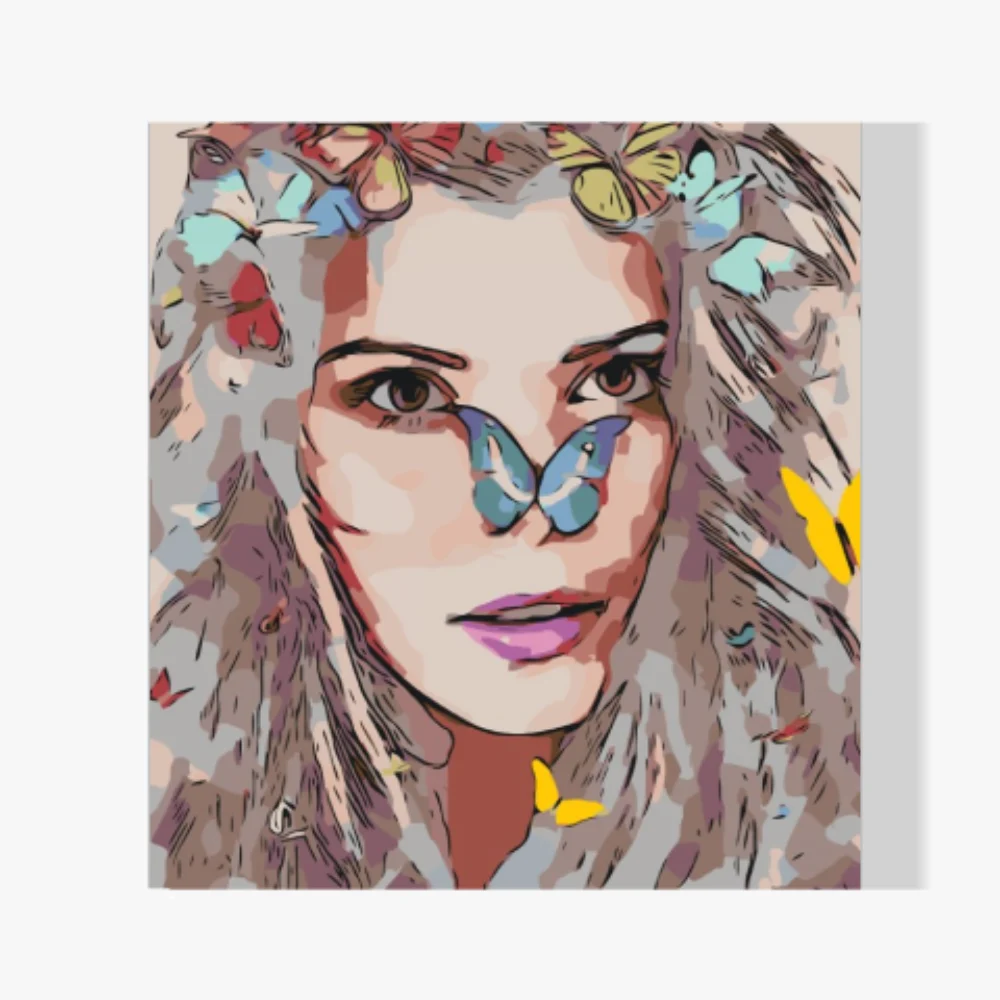 Pintura Diamante - Niña con mariposas