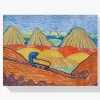Pintura Diamante - Trabajador del barro con un carro amarillo