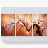 Pintura Diamante - Árbol con flores rosas 3 paneles