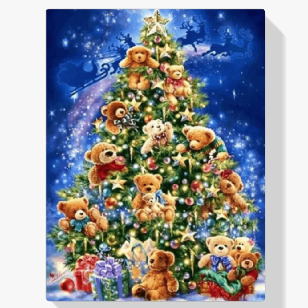 Pintura Diamante - Árbol de Navidad con osos