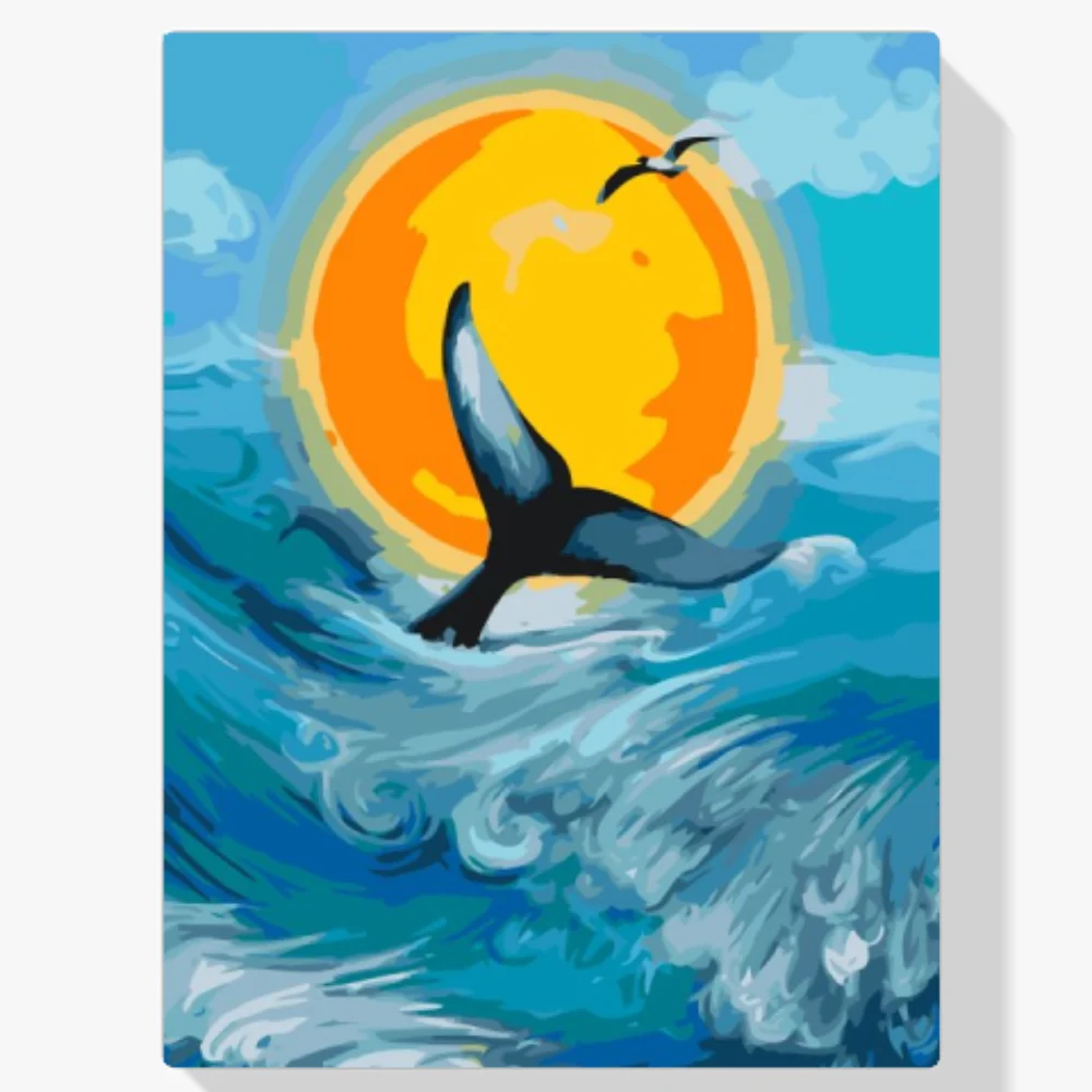 Pintura Diamante - Ballena al atardecer