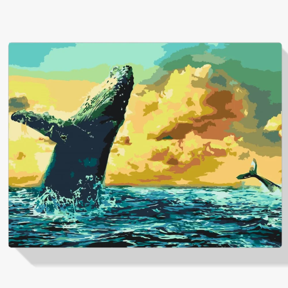 Pintura Diamante - Ballenas al amanecer