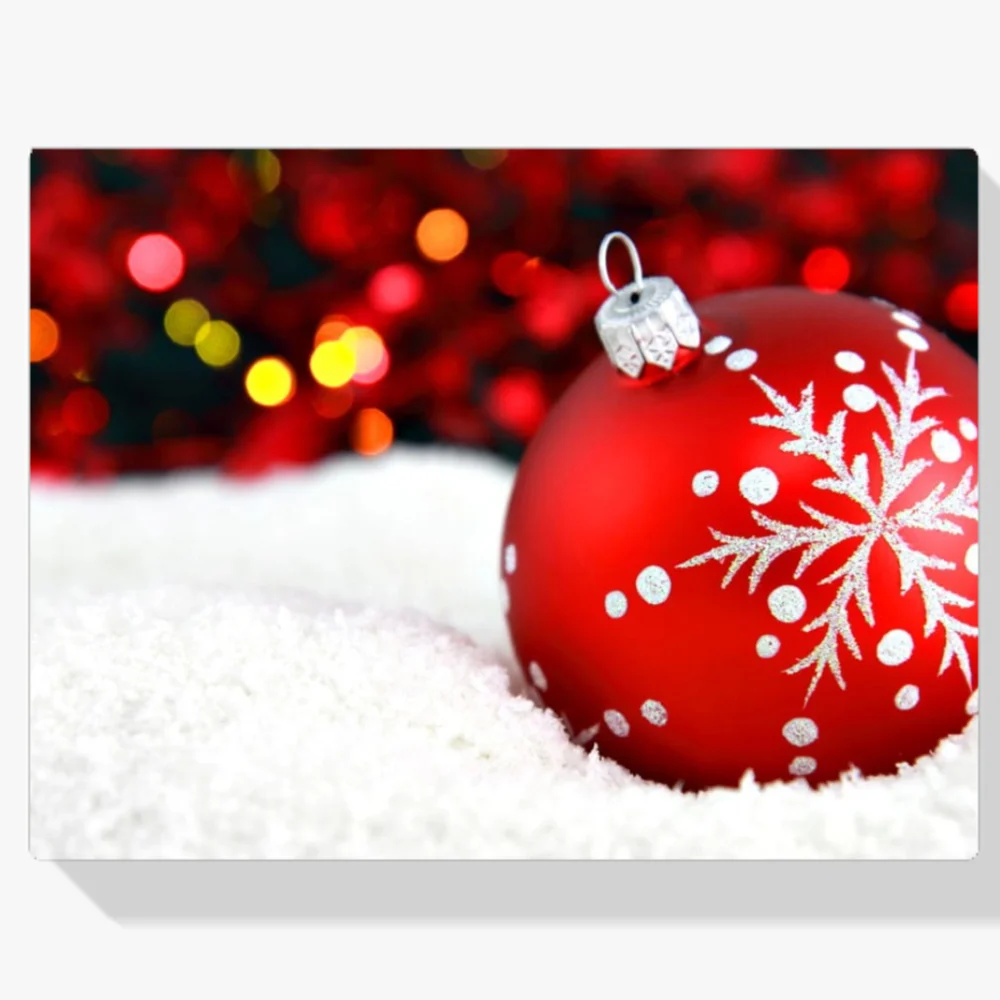 Pintura Diamante - Bola de Navidad roja en la nieve