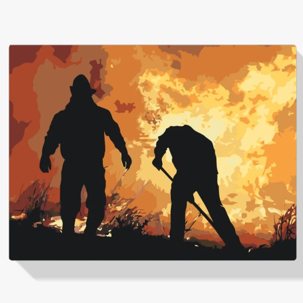 Pintura Diamante - Bomberos en acción