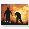 Pintura Diamante - Bomberos en acción