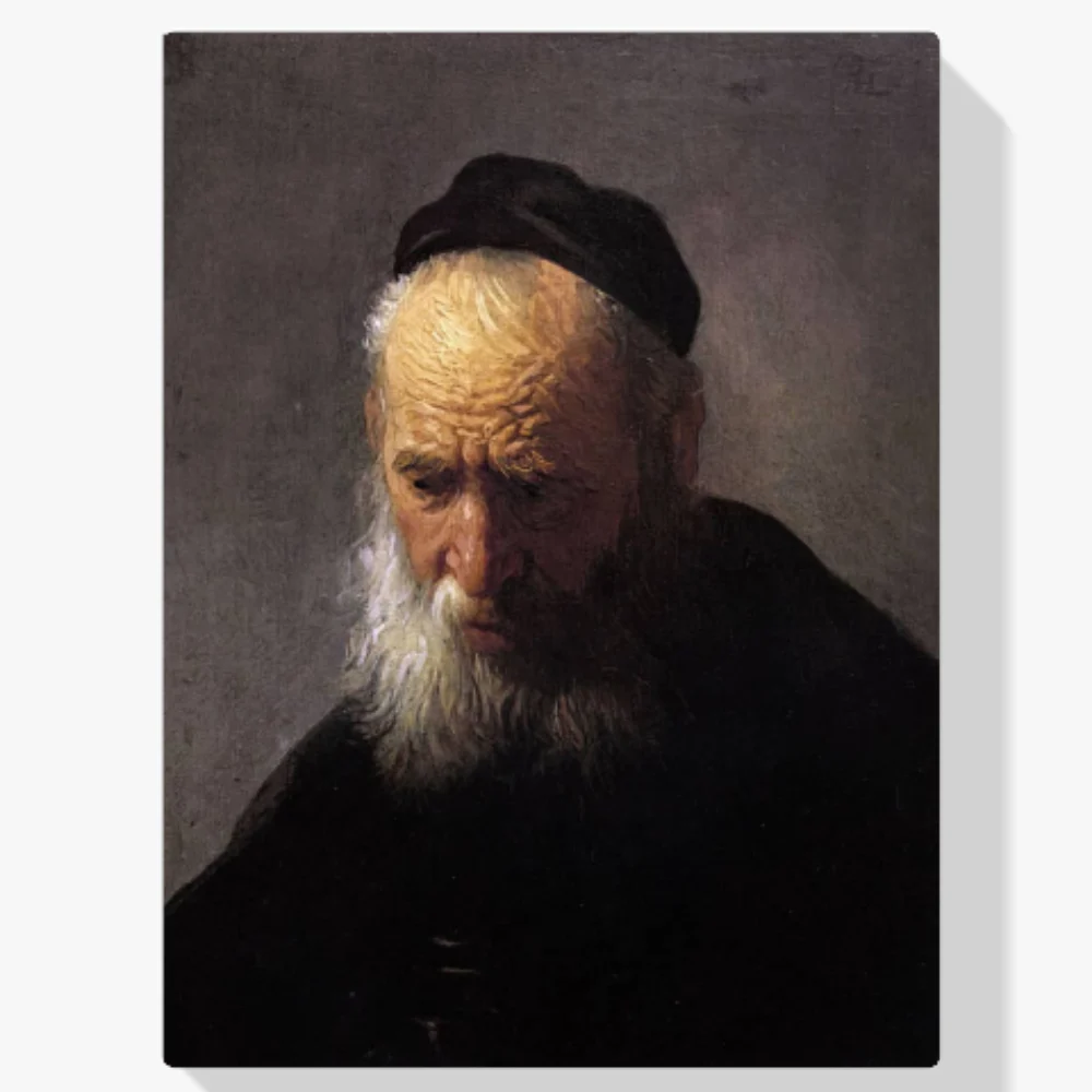 Pintura Diamante - Cabeza de anciano con gorra, de Rembrandt