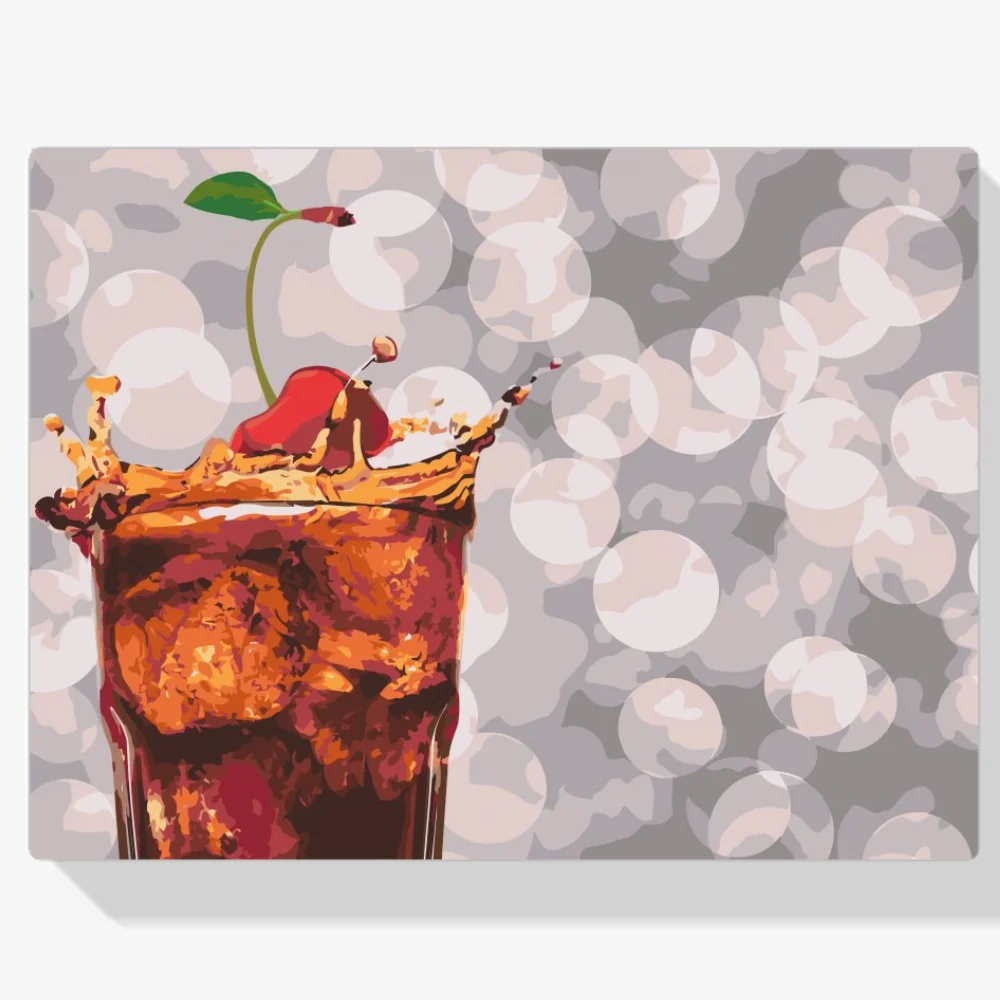 Pintura Diamante - Cerezas en una bebida helada