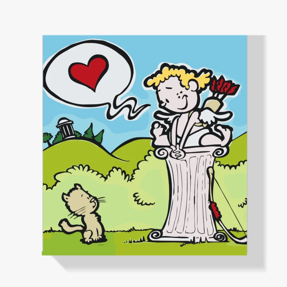 Pintura Diamante - Cupido y gatito