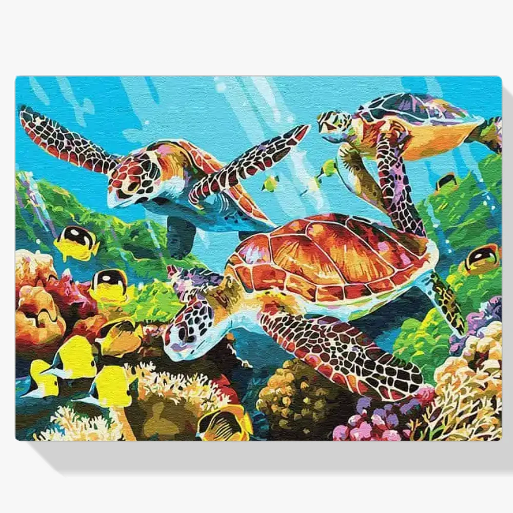 Pintura Diamante - Familia de tortugas marinas
