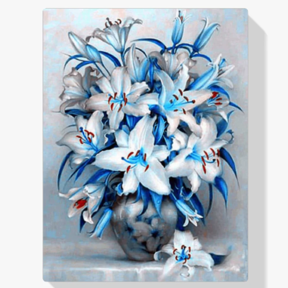 Pintura Diamante - Flores azules