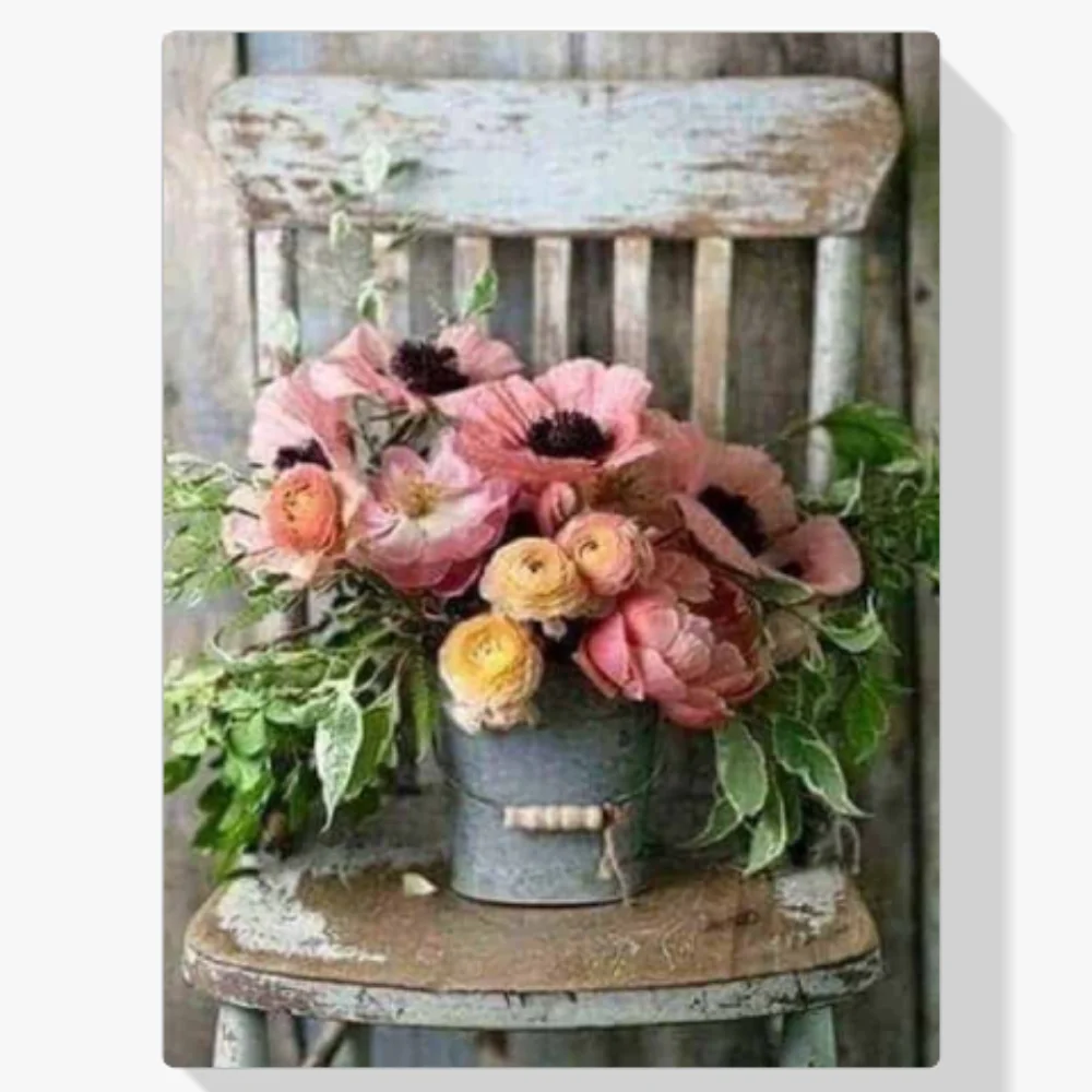 Pintura Diamante - Flores en cubo