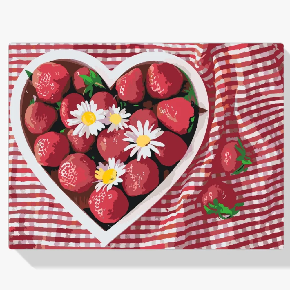 Pintura Diamante - Fresas en forma de corazón