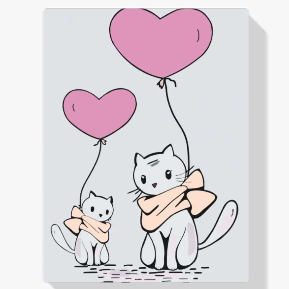 Pintura Diamante - Gatos con globos