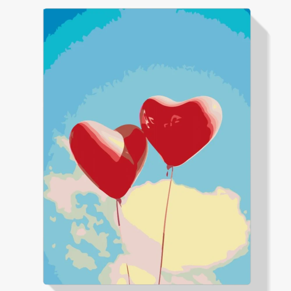 Pintura Diamante - Globos en forma de corazón