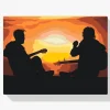 Pintura Diamante - Guitarristas al atardecer
