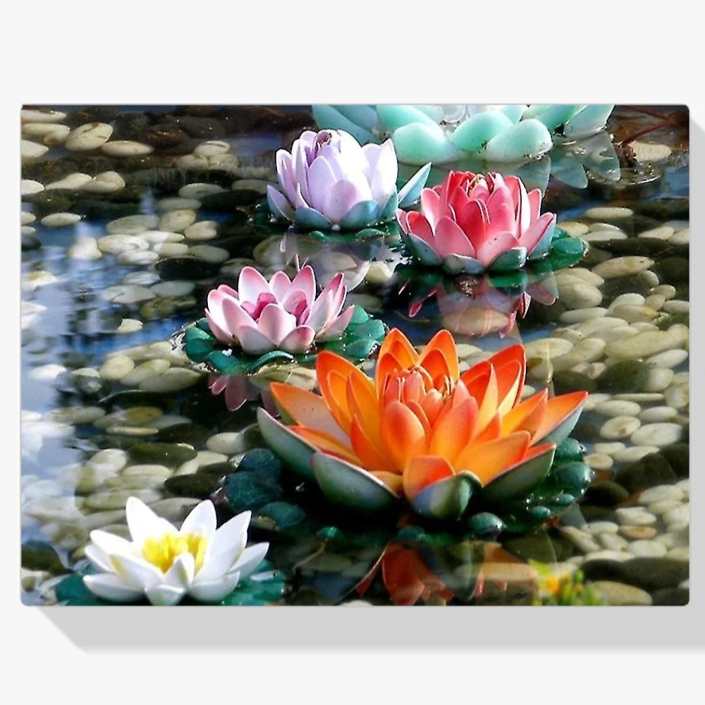 Pintura Diamante - Lirios rosas y naranjas