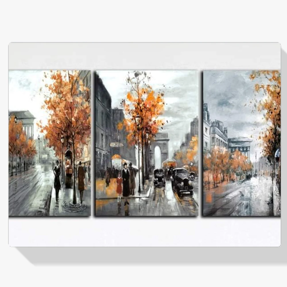 Pintura Diamante - Londres bajo la lluvia 3 paneles