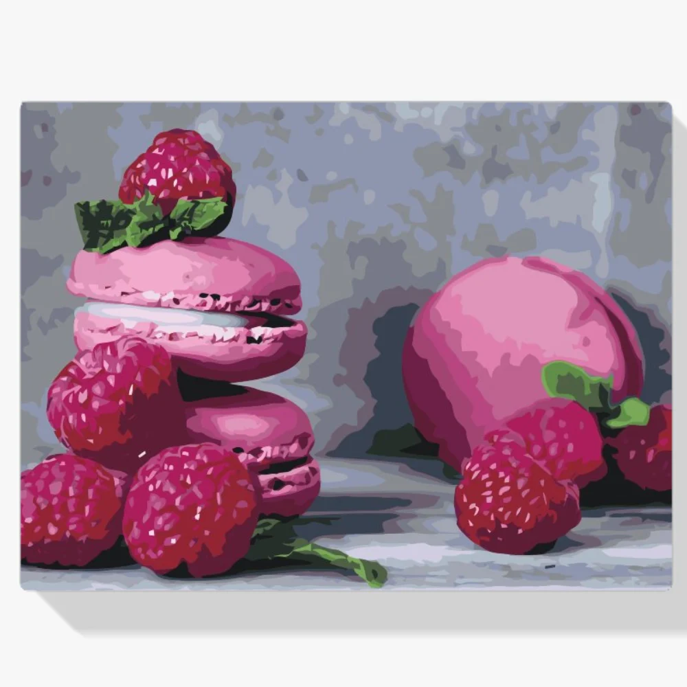 Pintura Diamante - Macarrones y frambuesas