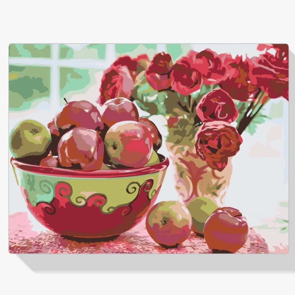 Pintura Diamante - Manzanas y flores