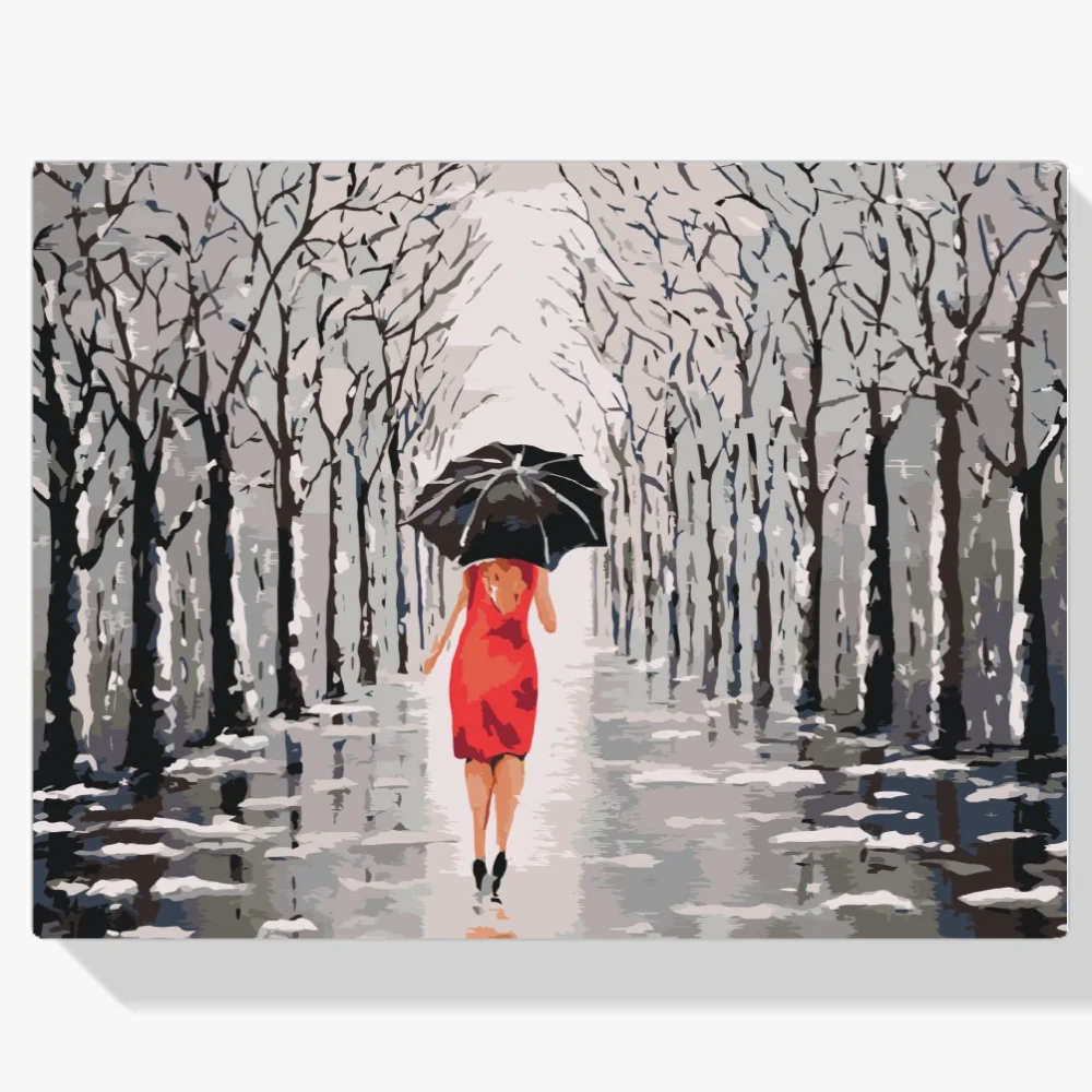 Pintura Diamante - Mujer caminando por el parque