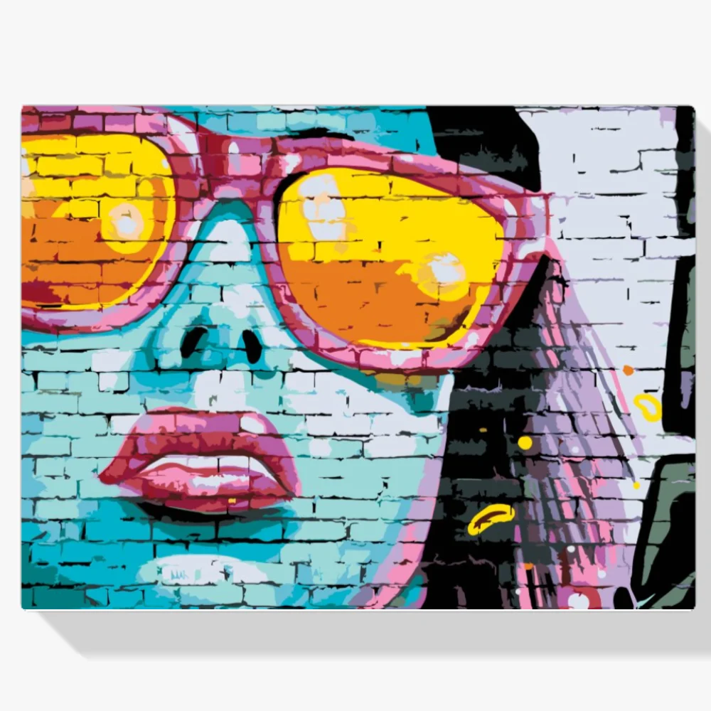 Pintura Diamante - Mujer con gafas rosas
