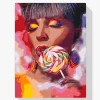 Pintura Diamante - Mujer con una piruleta