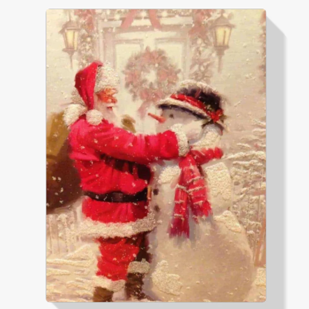 Pintura Diamante - Papá Noel con muñeco de nieve