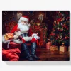 Pintura Diamante - Papá Noel en el árbol de Navidad rojo