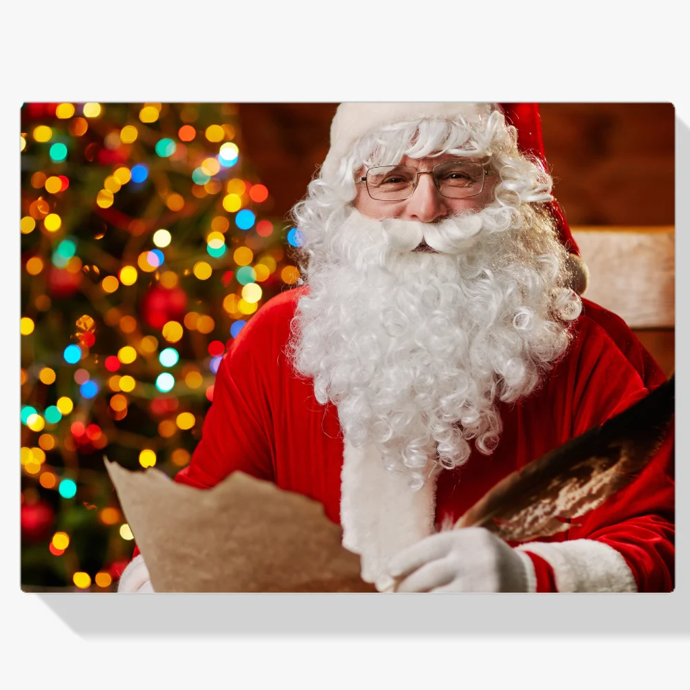 Pintura Diamante - Papá Noel frente al árbol de Navidad