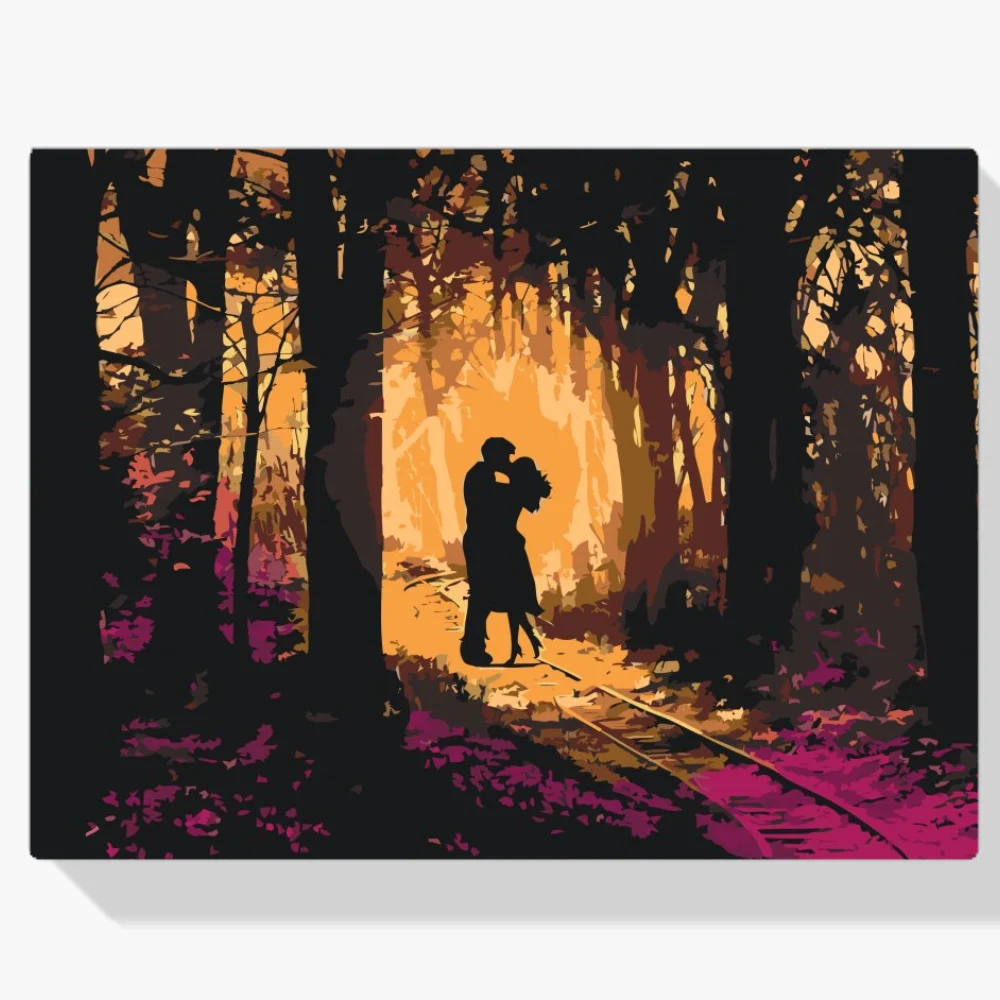 Pintura Diamante - Pareja enamorada en el bosque