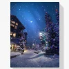 Pintura Diamante - Pueblo oscuro con árbol de Navidad