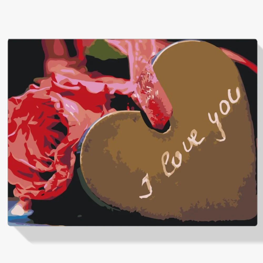 Pintura Diamante - Rosas con corazón