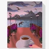 Pintura Diamante - Taza de café junto al agua