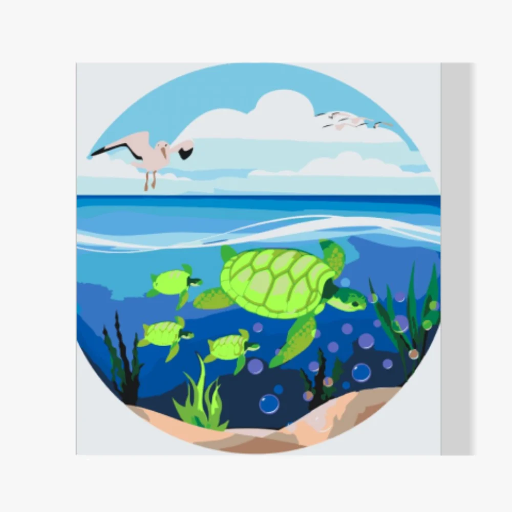 Pintura Diamante - Tortugas en el mar