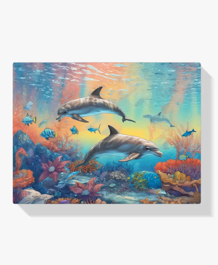 Pintura Diamante - Delfines arcoiris