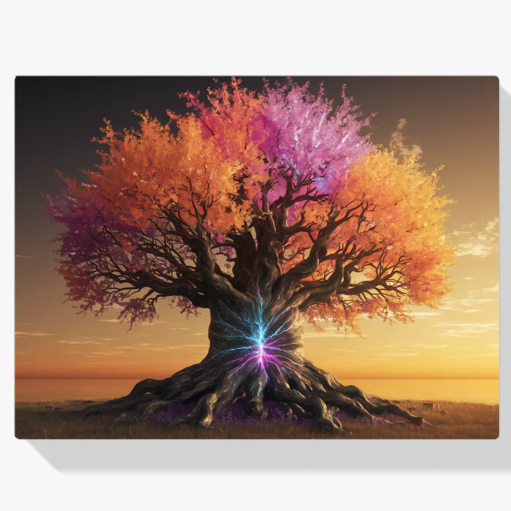 Pintura Diamante - Árbol de la vida con hojas de colores