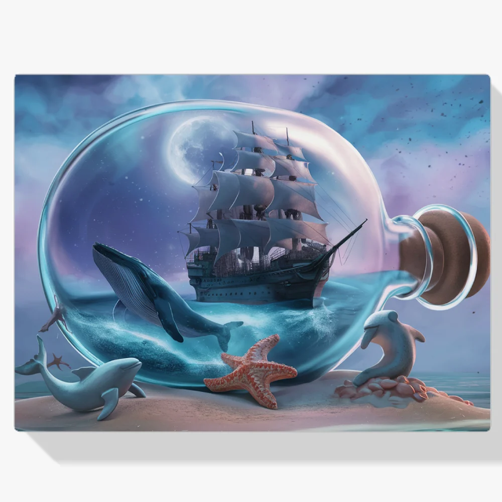 Pintura Diamante - Barco de ensueño oceánico