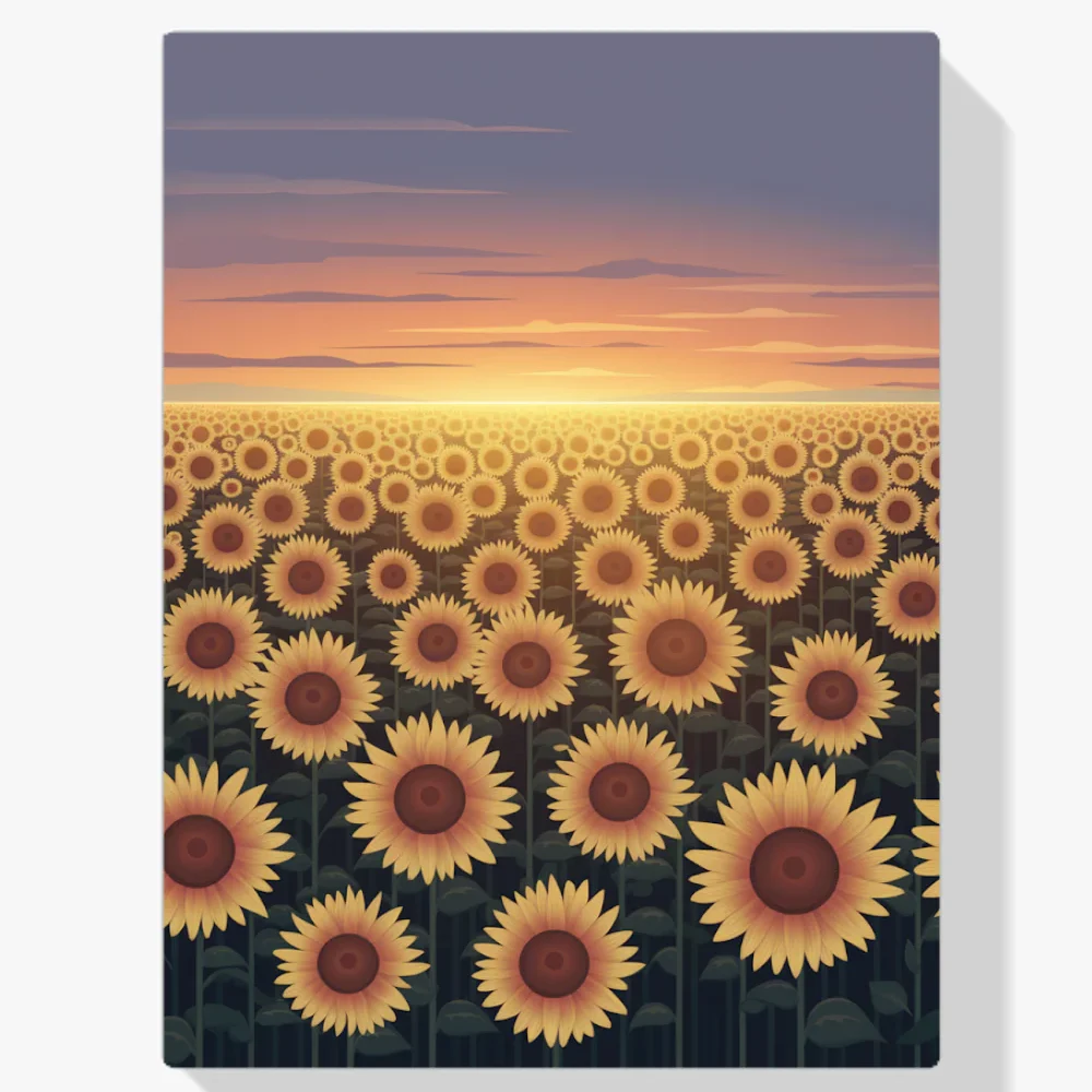 Pintura Diamante - Campo de girasoles al atardecer
