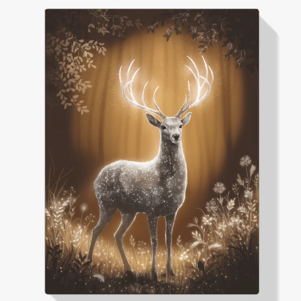 Pintura Diamante - Ciervo místico con cornamenta brillante