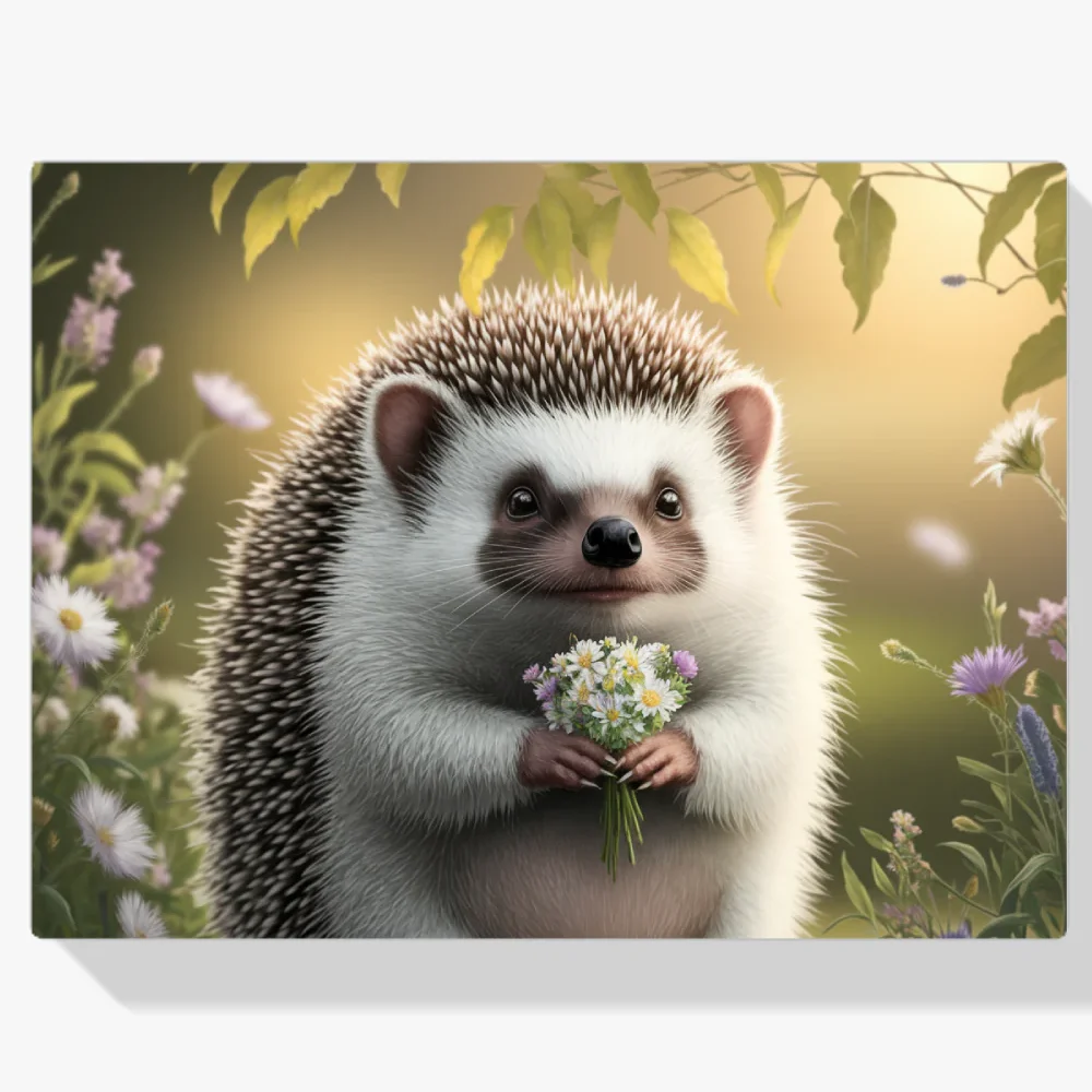 Pintura Diamante - Erizo caprichoso con detalles florales